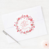 Personalisiert Cherry Blossom Wreath | SIEGEL Runder Aufkleber (Umschlag)