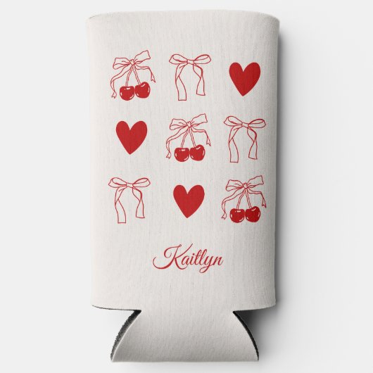 Personalisiert Cherry Bow Junggeselinnen-Abschied Selters Dosenkühler (Vorderseite)