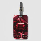 Personalisiert Cherry Red Initial Luggage Tag Gepäckanhänger (Vorderseite Vertikal)