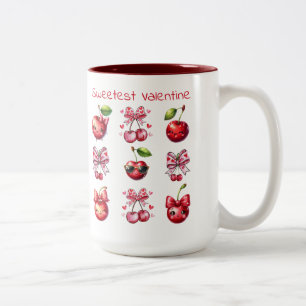 Personalisiert Cherry Sweetest Valentine Coquette Zweifarbige Tasse