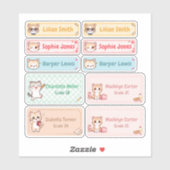 Personalisiert Chibi Kitten Name Labels (Blatt)