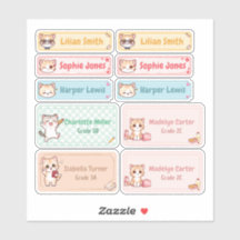 Personalisiert Chibi Kitten Name Labels
