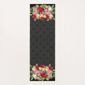 Personalisiert Chic Black Polka Dot und Rose Yogamatte (Rückseite)
