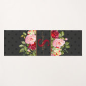 Personalisiert Chic Black Polka Dot und Rose Yogamatte (Vorderseite (Horizontal))