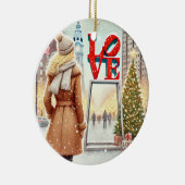 Personalisiert Chic Blonde-Frau in LIEBE Philly Keramik Ornament (Rechts)