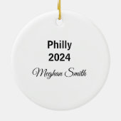 Personalisiert Chic Blonde-Frau in LIEBE Philly Keramik Ornament (Hinten)