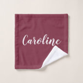 Personalisiert Chic Calligrafy Name Burgundy Red Badhandtuch Set (Waschlappen)