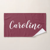 Personalisiert Chic Calligrafy Name Burgundy Red Badhandtuch Set (Handtuch)