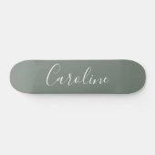 Personalisiert Chic Calligrafy Name Sage Green Skateboard (Horizontal)