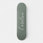 Personalisiert Chic Calligrafy Name Sage Green Skateboard (Vorne)