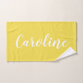 Personalisiert Chic Calligraphy Name Summer Yellow Badhandtuch Set