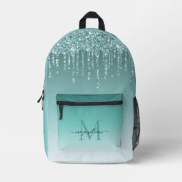 Personalisiert Chic Dusty Blue Glitzer Tropfens Gl Bedruckter Rucksack
