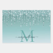 Personalisiert Chic Dusty Blue Glitzer Tropfens Gl Geschenkpapier Set (Vorderseite 2)