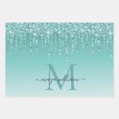 Personalisiert Chic Dusty Blue Glitzer Tropfens Gl Geschenkpapier Set (Vorderseite)