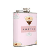 Personalisiert Chic Espresso Cocktail Muster Flachmann (Rechts)