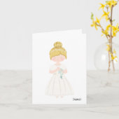 Personalisiert Chic First Communion-Blonde-Haar-Gi Karte (Gelbe Blume)