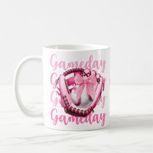 Personalisiert Chic Foto Pink Bow Baseball Game Ta Kaffeetasse (Links)