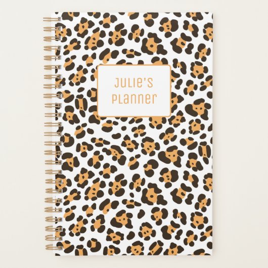 Personalisiert Chic Girl Leopard Musterplaner Planer (Vorderseite)
