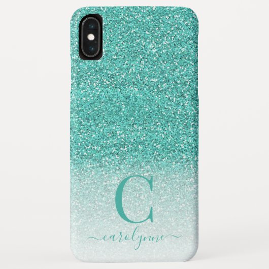 Personalisiert Chic Girly Aquamarin Green Ombre Gl Case-Mate iPhone Hülle (Rückseite)