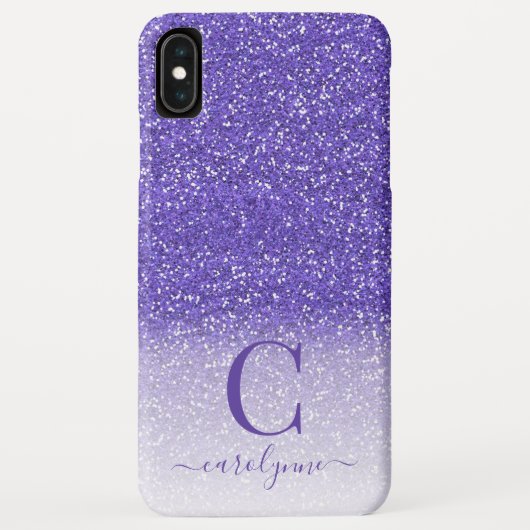 Personalisiert Chic Girly Lila Ombre Glitzer Case-Mate iPhone Hülle (Rückseite)