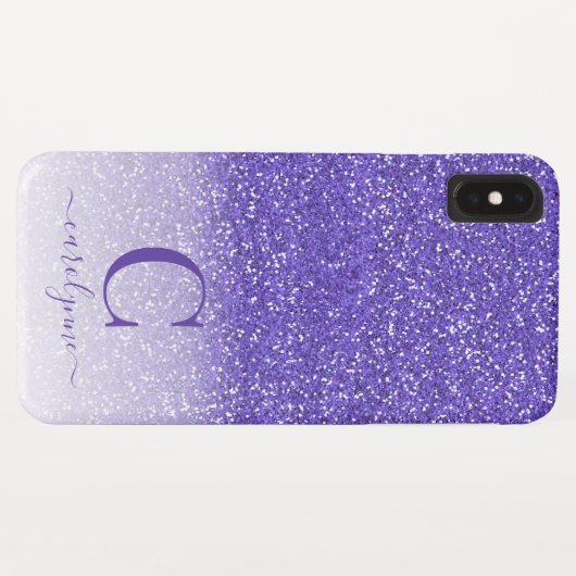 Personalisiert Chic Girly Lila Ombre Glitzer Case-Mate iPhone Hülle (Rückseite (Horizontal))