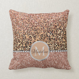 Personalisiert Chic Girly Rose Gold Glitzer Leopar Kissen