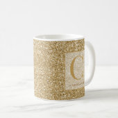 Personalisiert Chic Gold Glitzer Bling Monogram Kaffeetasse (VorderseiteRechts)