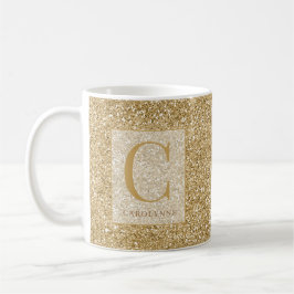 Personalisiert Chic Gold Glitzer Bling Monogram Kaffeetasse