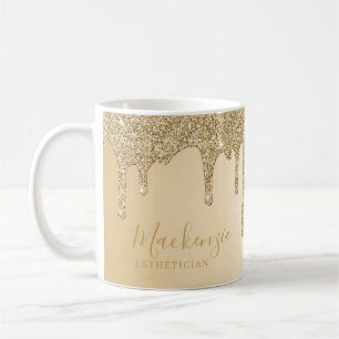 Personalisiert Chic Gold Sparkle Glitzer Tropfen Kaffeetasse