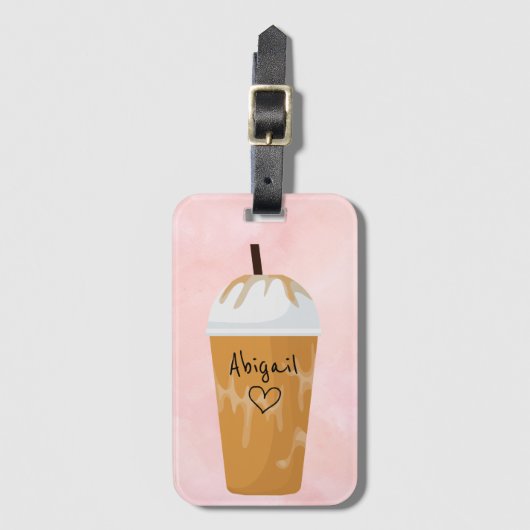 Personalisiert-Chic Iced Coffee Trendrosa Gepäckanhänger (Vorderseite Vertikal)