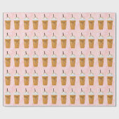 Personalisiert-Chic Iced Coffee Trendrosa Geschenkpapier (Flach)