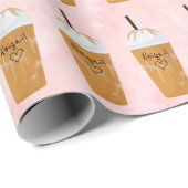 Personalisiert-Chic Iced Coffee Trendrosa Geschenkpapier (Rolleneckpunkt)