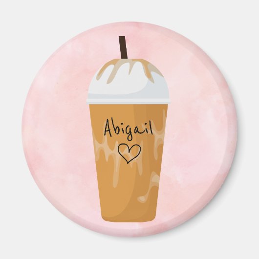 Personalisiert-Chic Iced Coffee Trendrosa Magnet (Vorne)