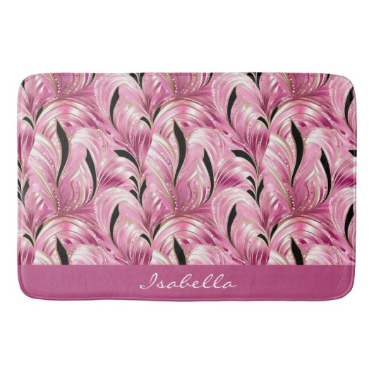 Personalisiert Chic Luxury Pink Glam Muster Badematte (Vorderseite)