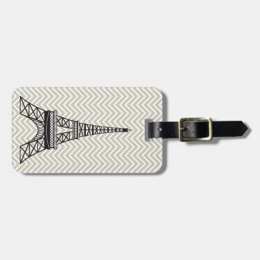 Personalisiert Chic Paris Eiffel Tower Gepäckmarke Gepäckanhänger (Vorderseite horizontal)