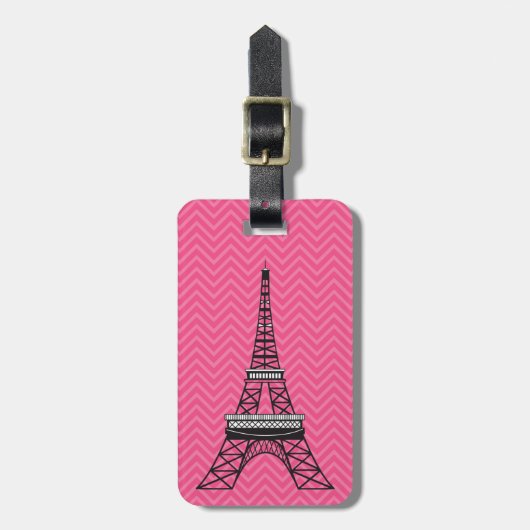 Personalisiert Chic Paris Eiffel Tower Gepäckmarke Gepäckanhänger (Vorderseite vertikal)