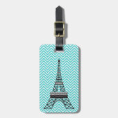 Personalisiert Chic Paris Eiffel Tower Zickzack Gepäckanhänger (Vorderseite vertikal)
