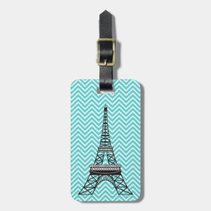 Personalisiert Chic Paris Eiffel Tower Zickzack Gepäckanhänger