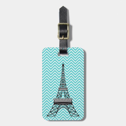 Personalisiert Chic Paris Eiffel Tower Zickzack Gepäckanhänger (Vorderseite vertikal)