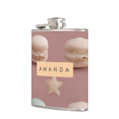Personalisiert Chic Pastel Macaron Muster Flachmann (Links)