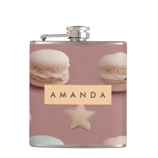Personalisiert Chic Pastel Macaron Muster Flachmann (Vorderseite)