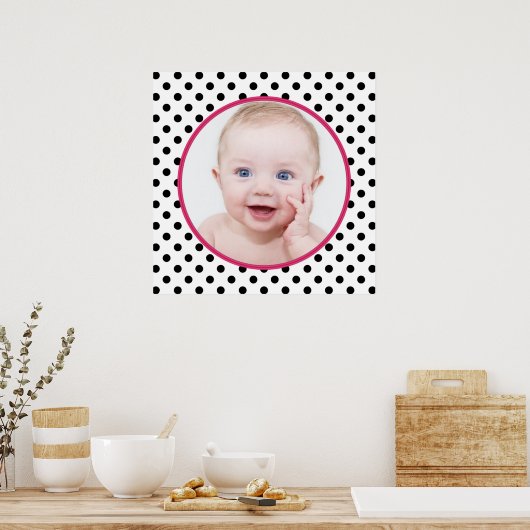 Personalisiert Chic Polka Dot Baby Foto Poster (Küche)