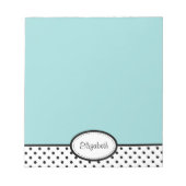 Personalisiert Chic Polka Dot Blue Notepad Notizblock (Vorderseite)