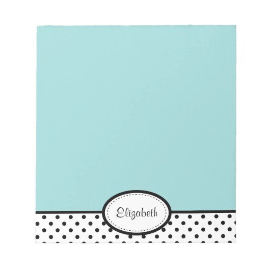 Personalisiert Chic Polka Dot Blue Notepad Notizblock (Vorderseite)