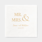 Personalisiert, Chic Real Foil Mr. und Mrs. Weddin Servietten Mit Folie (Vorderseite)