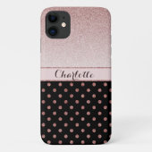 Personalisiert Chic Rose Gold Glitzer Name Case-Mate iPhone Hülle (Rückseite)