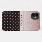 Personalisiert Chic Rose Gold Glitzer Name Case-Mate iPhone Hülle (Rückseite (Horizontal))