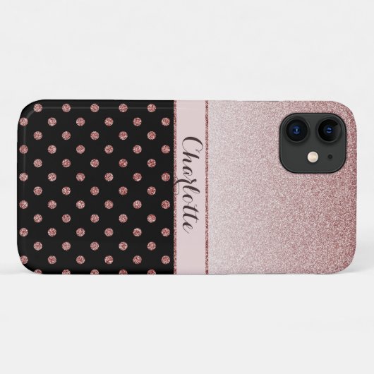 Personalisiert Chic Rose Gold Glitzer Name Case-Mate iPhone Hülle (Rückseite (Horizontal))
