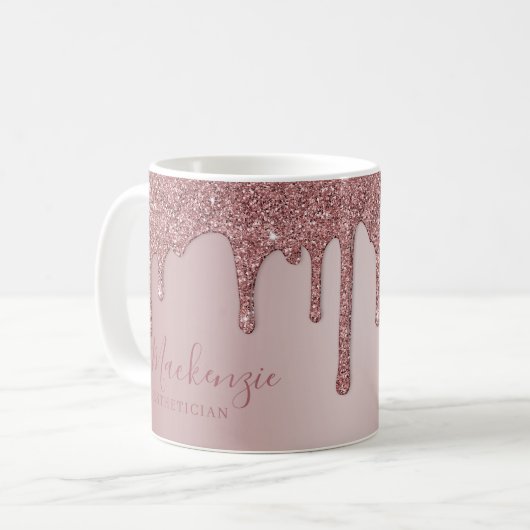 Personalisiert Chic Rose Gold Sparkone Glitzer Tro Kaffeetasse (Vorderseite Links)