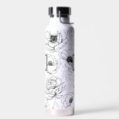 Personalisiert Chic Schwarz-weiß Monogram Trinkflasche (Links)